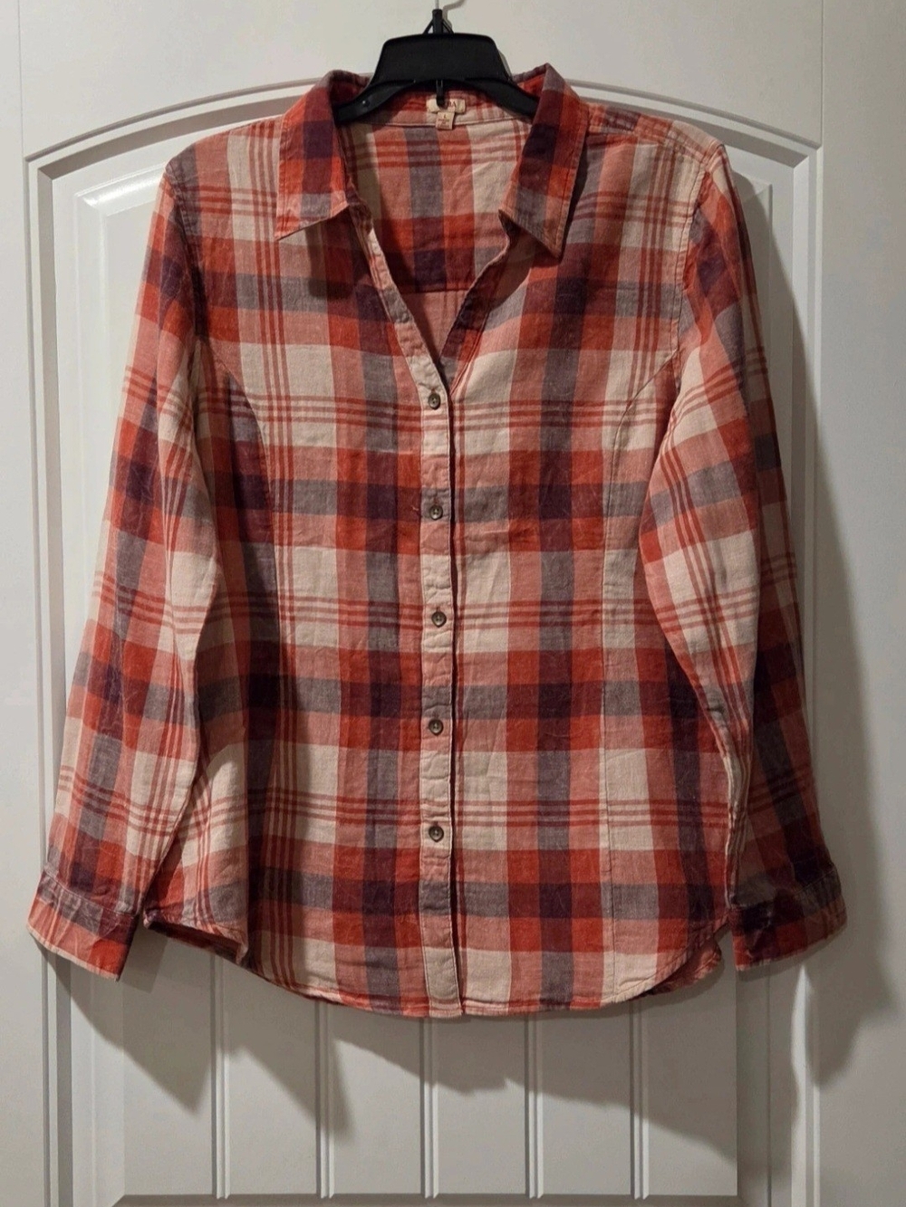 Reba Red and Cream Plaid Button-Up Shirt